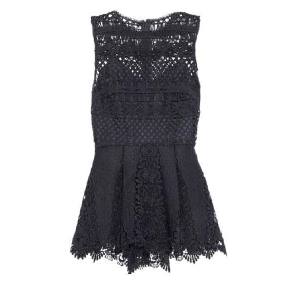 Elie Tahari Alessandra Black Lace Top Size 4 - Picture 4 of 14